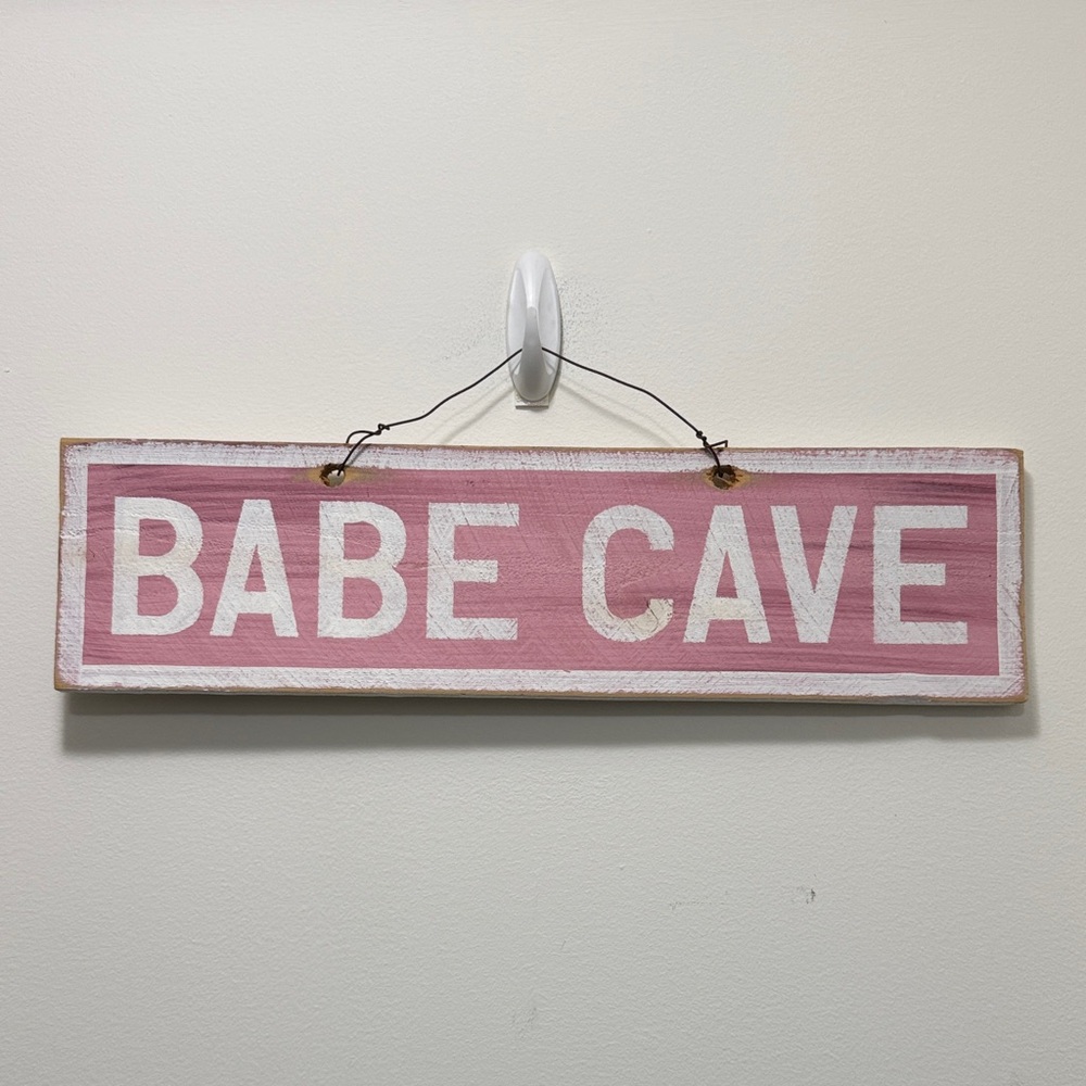 Brandy Melville Pink and White Babe Cave Sign